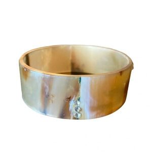 VINTAGE 50s Celluloid Bangle Bracelet with Rhinestone Accents OOAK